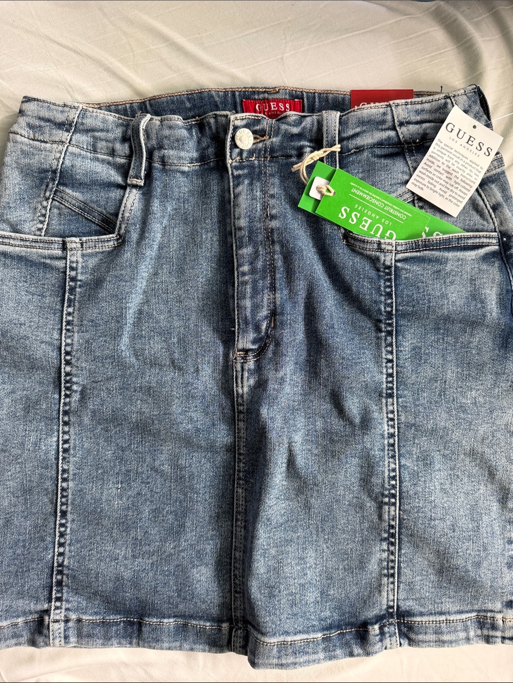 Guess Blue Washed Denim Mini Skirt sz 10/30 nwt